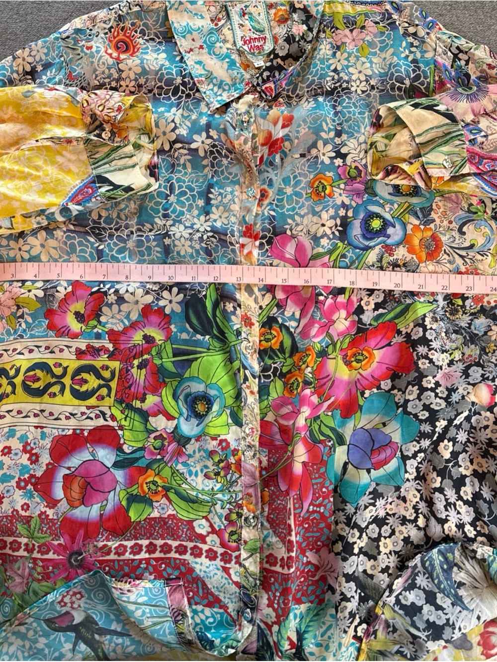 Johnny Was Milla Floral Print Boho Hippie Shirt Tunic Top Blouse Button XXL - Picture 7 of 10